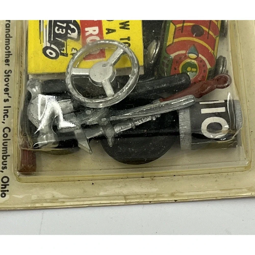 Vintage Grandmother Stover's Miniatures Hot Rod Car Oil Can Tools Garage NOS